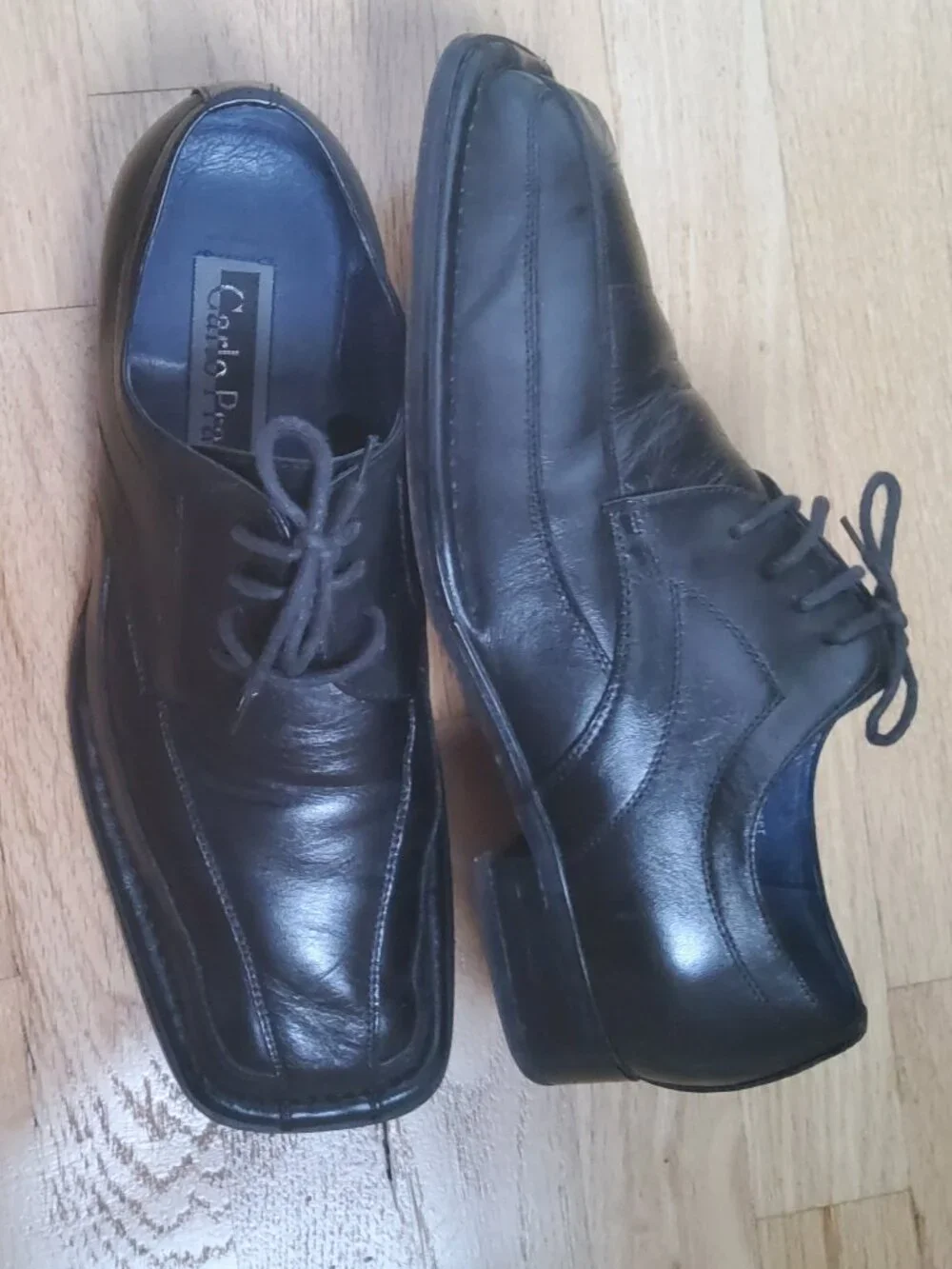 CARLO PRADI BLACK LEATHER DRESS DERBY SHOES MEN'S SIZE 10M